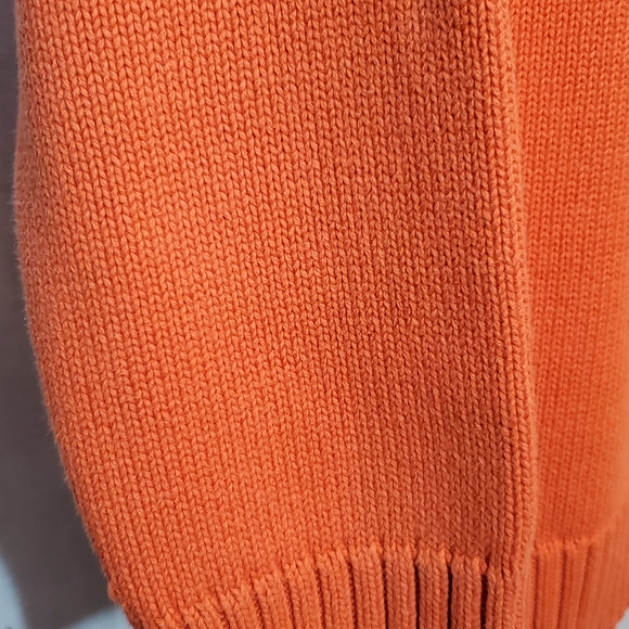 Men's Ralph Lauren 1/4 Zip Cotton Knit Orange Sweater Embroidered Logo Size M - Picture 4 of 15